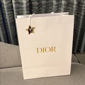 Dior White Bag with Gold Star Charm
